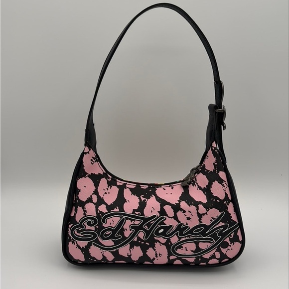 Ed Hardy Black and Pink Shoulder Bag - Picture 1 of 2